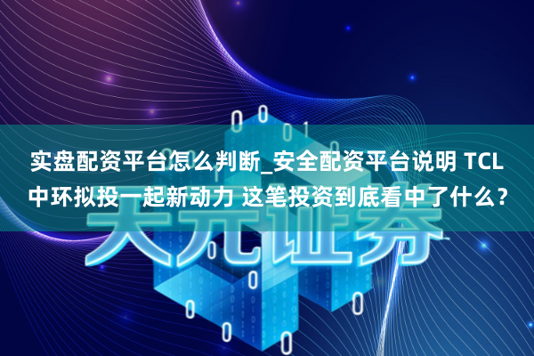 实盘配资平台怎么判断_安全配资平台说明 TCL中环拟投一起新动力 这笔投资到底看中了什么？