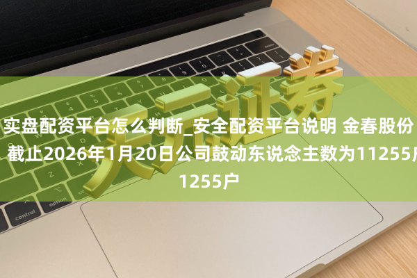实盘配资平台怎么判断_安全配资平台说明 金春股份：截止2026年1月20日公司鼓动东说念主数为11255户